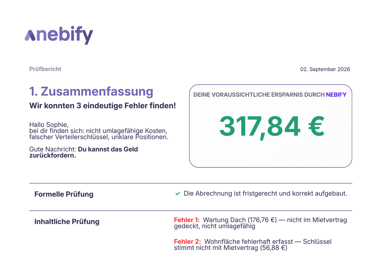 Prüfbericht Zusammenfassung